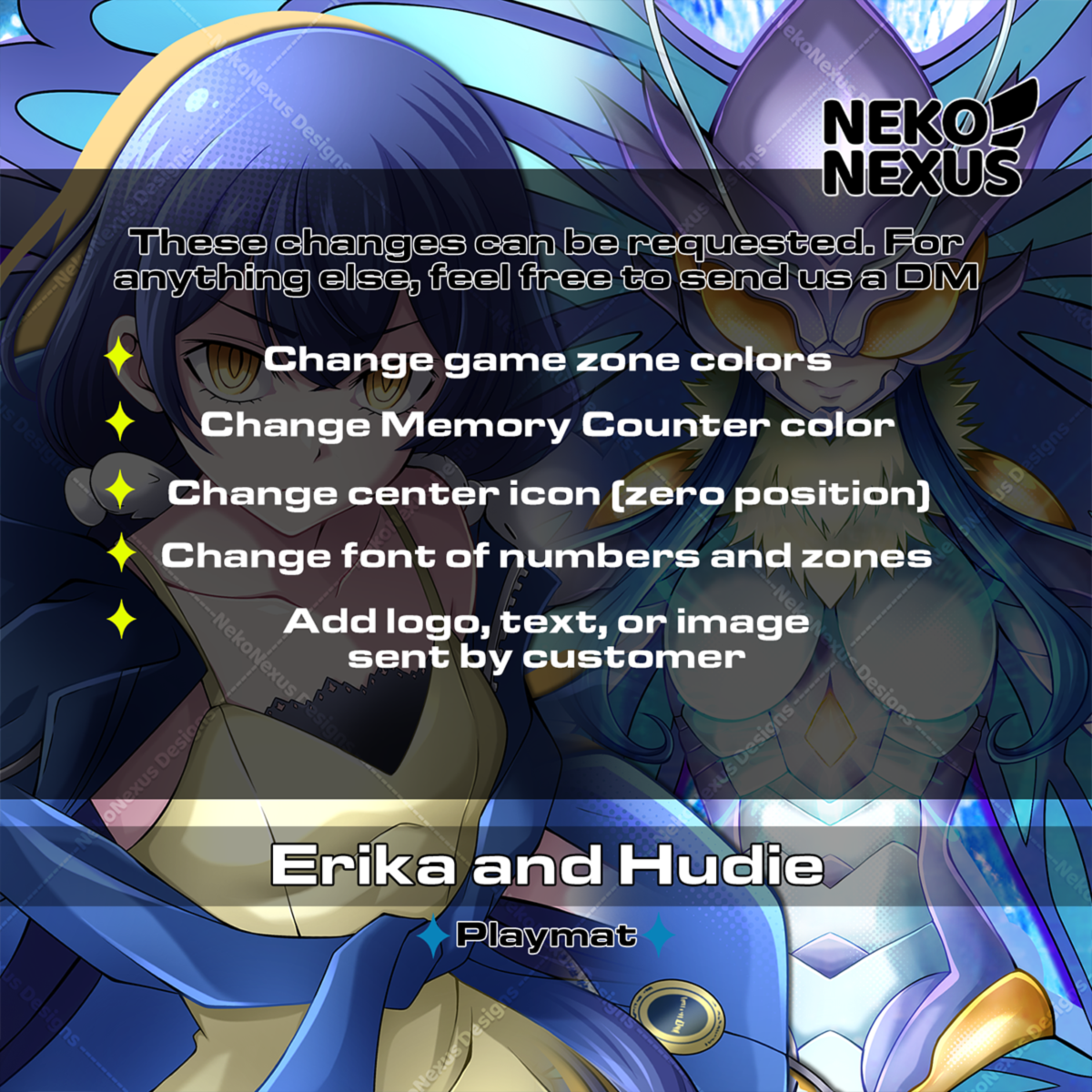 Playmat/Mousepad Erika M. & Hudie – DCG – 14"x24" approx/ 35x60x.02 cm