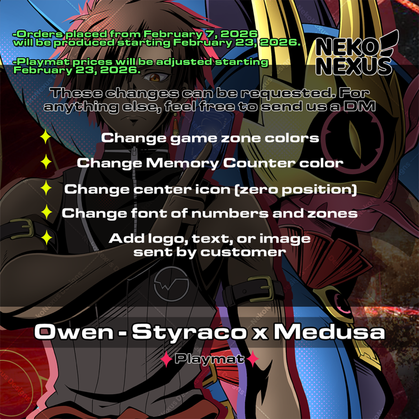 Playmat - Mousepad - Owen - Styraco x Medusa – DCG – 14"x24" approx/ 35x60x.02 cm