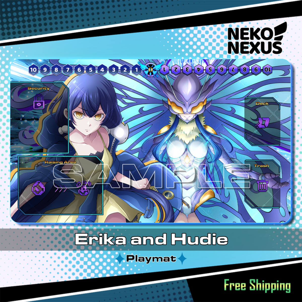 Playmat/Mousepad Erika M. & Hudie – DCG – 14"x24" approx/ 35x60x.02 cm