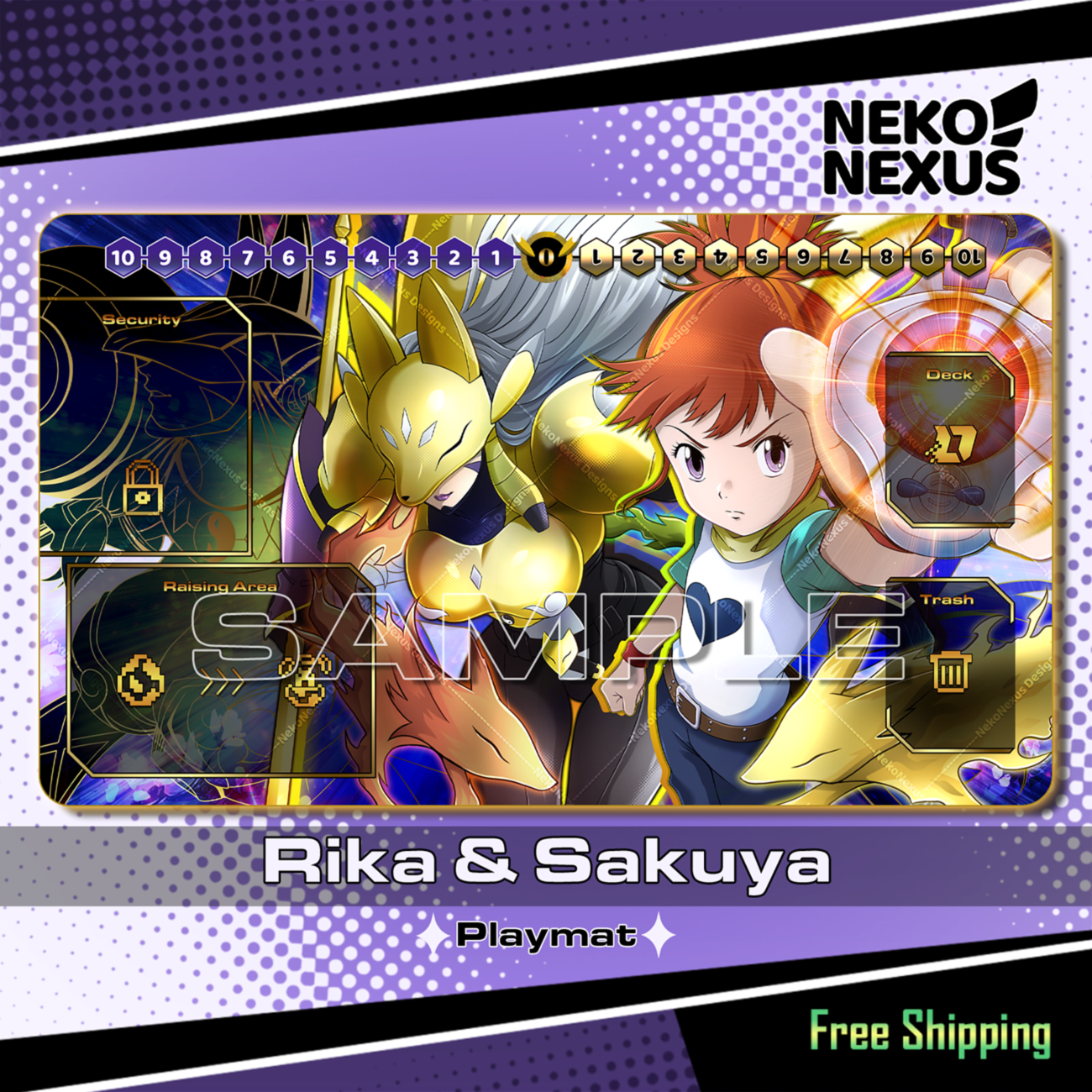 Playmat/Mousepad Rika & Sakuya – DCG – 14"x24" approx/ 35x60x.02 cm