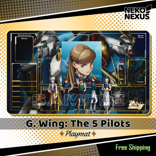Playmat - G. Wing: The 5 Pilots - GCG - 14"X24" / 35X60x0.2cm