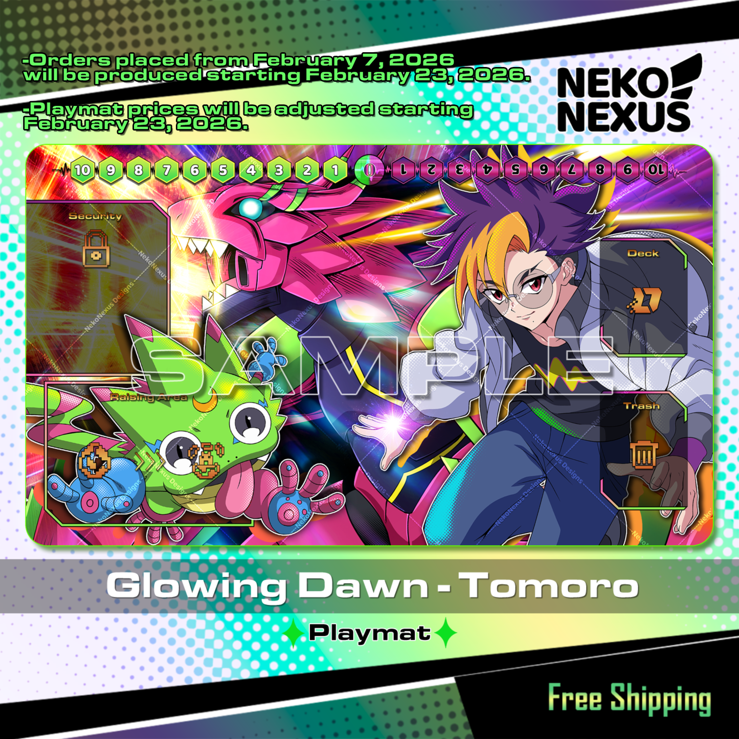 Playmat - Mousepad - Glowing Dawn Tomoro – DCG – 14"x24" approx/ 35x60x.02cm
