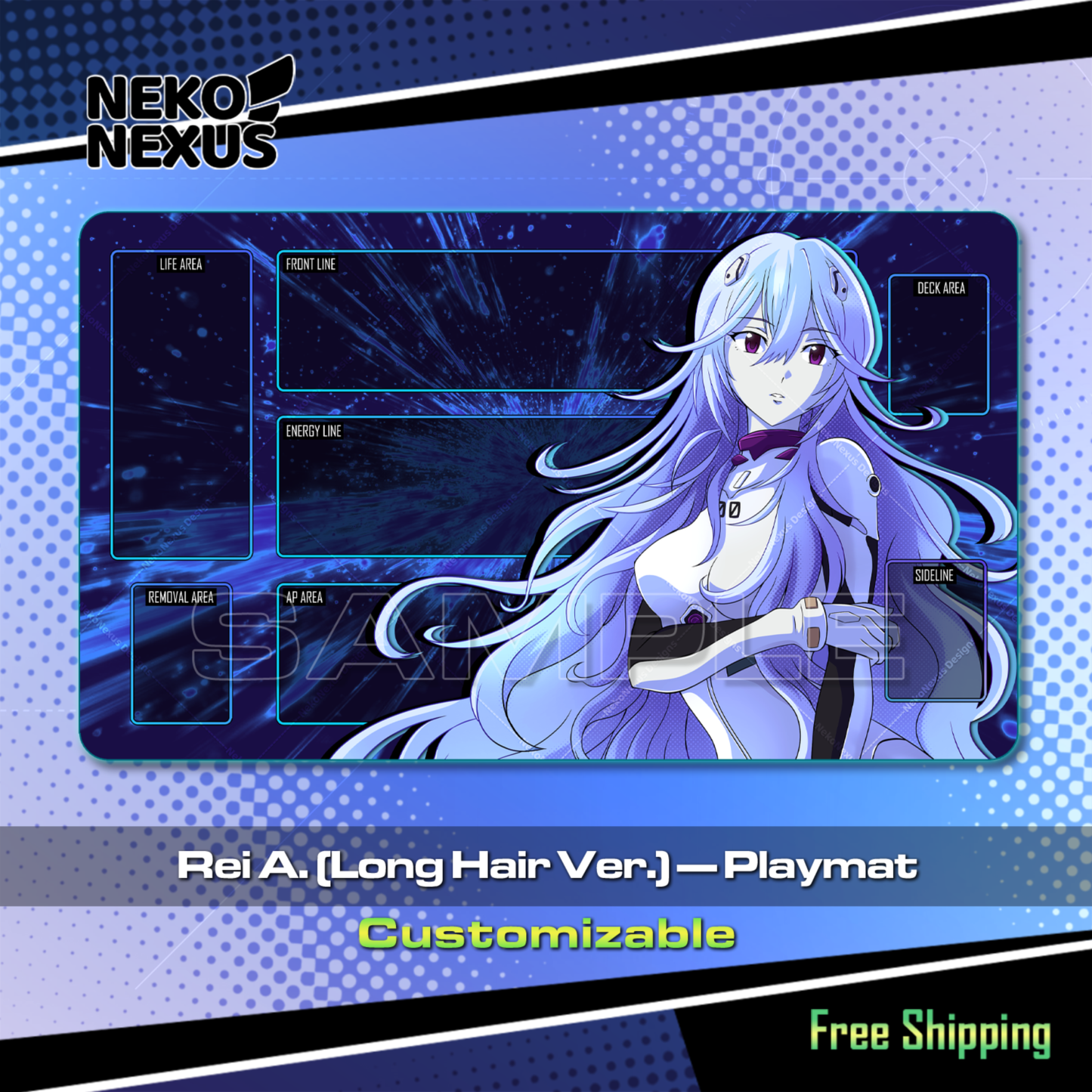 Playmat - Rei A. (Long Hair Ver.) – Union Arena – 24" x 14" (600 x 350 x 2 mm)