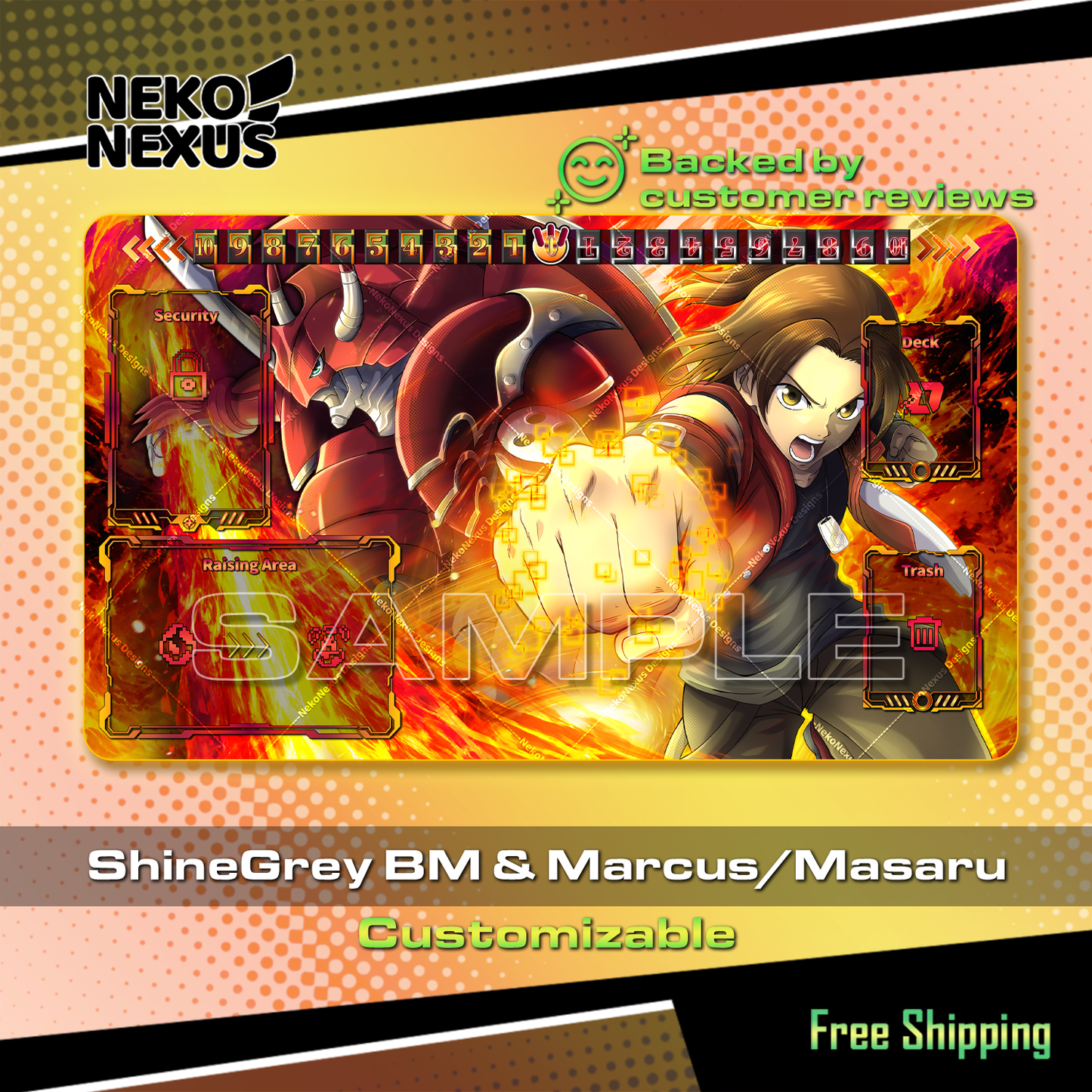 Playmat - Shinegrey Burst Mode and Marcus D. – DCG – 24" x 14" (600 x 350 x 2 mm)