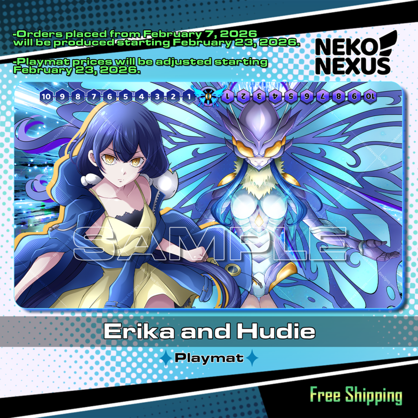 Playmat - Mousepad - Erika M. & Hudie – DCG – 14"x24" approx/ 35x60x.02 cm