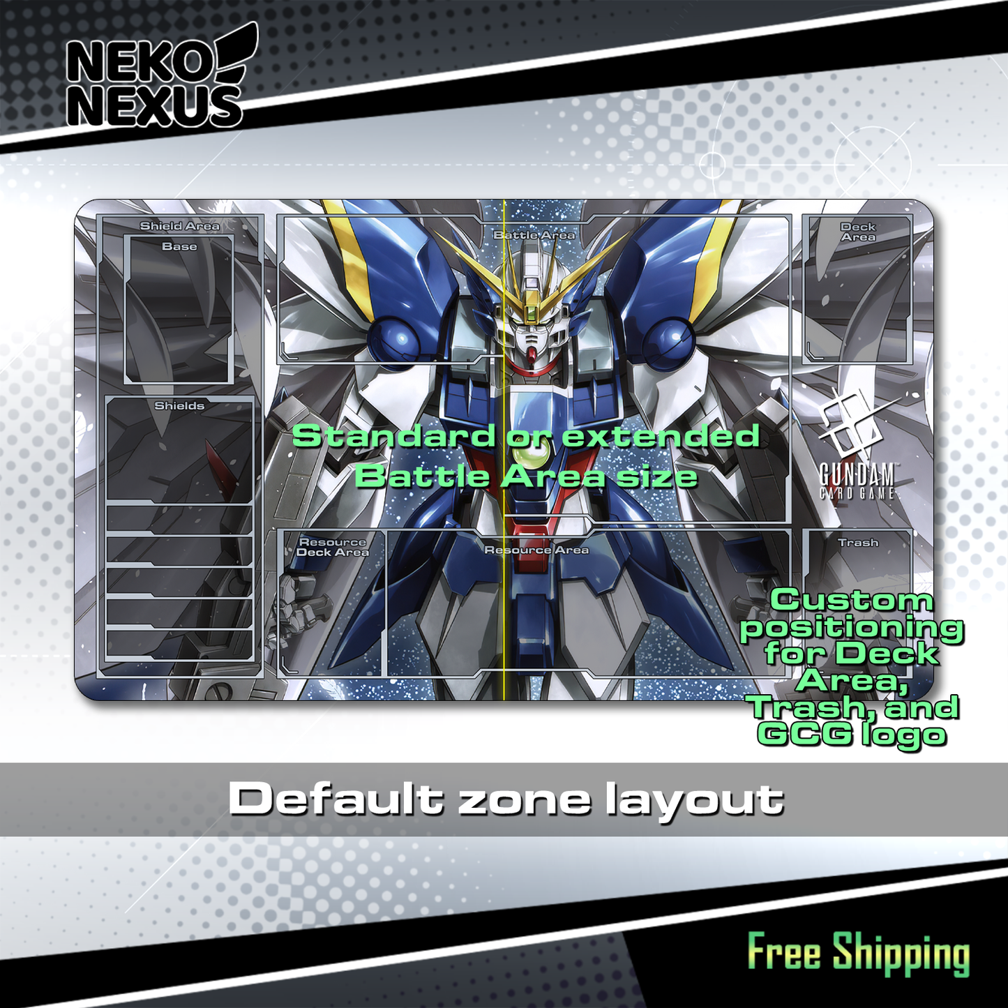 Custom Gundam - GCG Playmat  – 24" x 14" (600 x 350 x 2 mm)