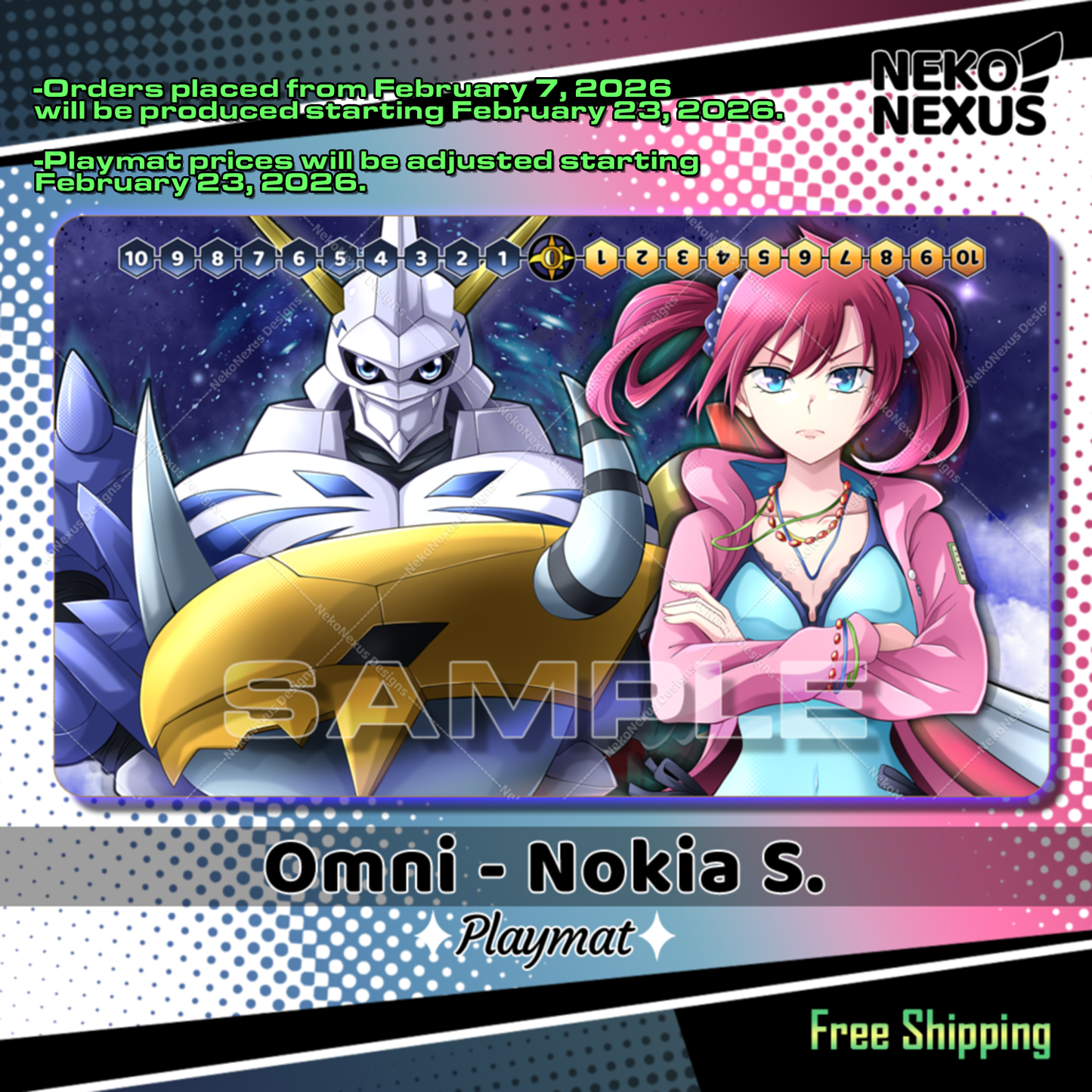 Playmat Omnimon and Nokia Shiramine - Digimon Card Game