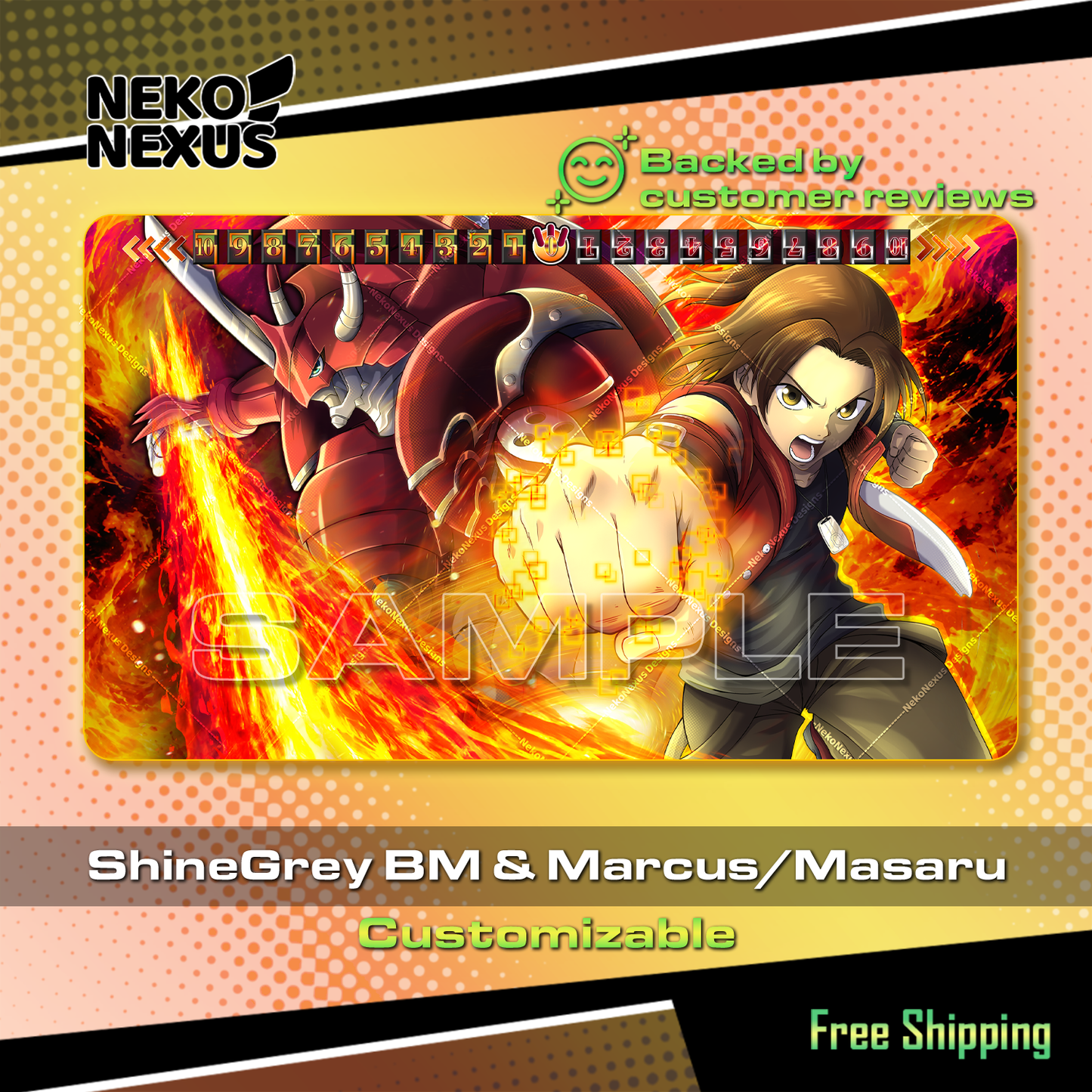 Playmat - Shinegrey Burst Mode and Marcus D. – DCG – 24" x 14" (600 x 350 x 2 mm)