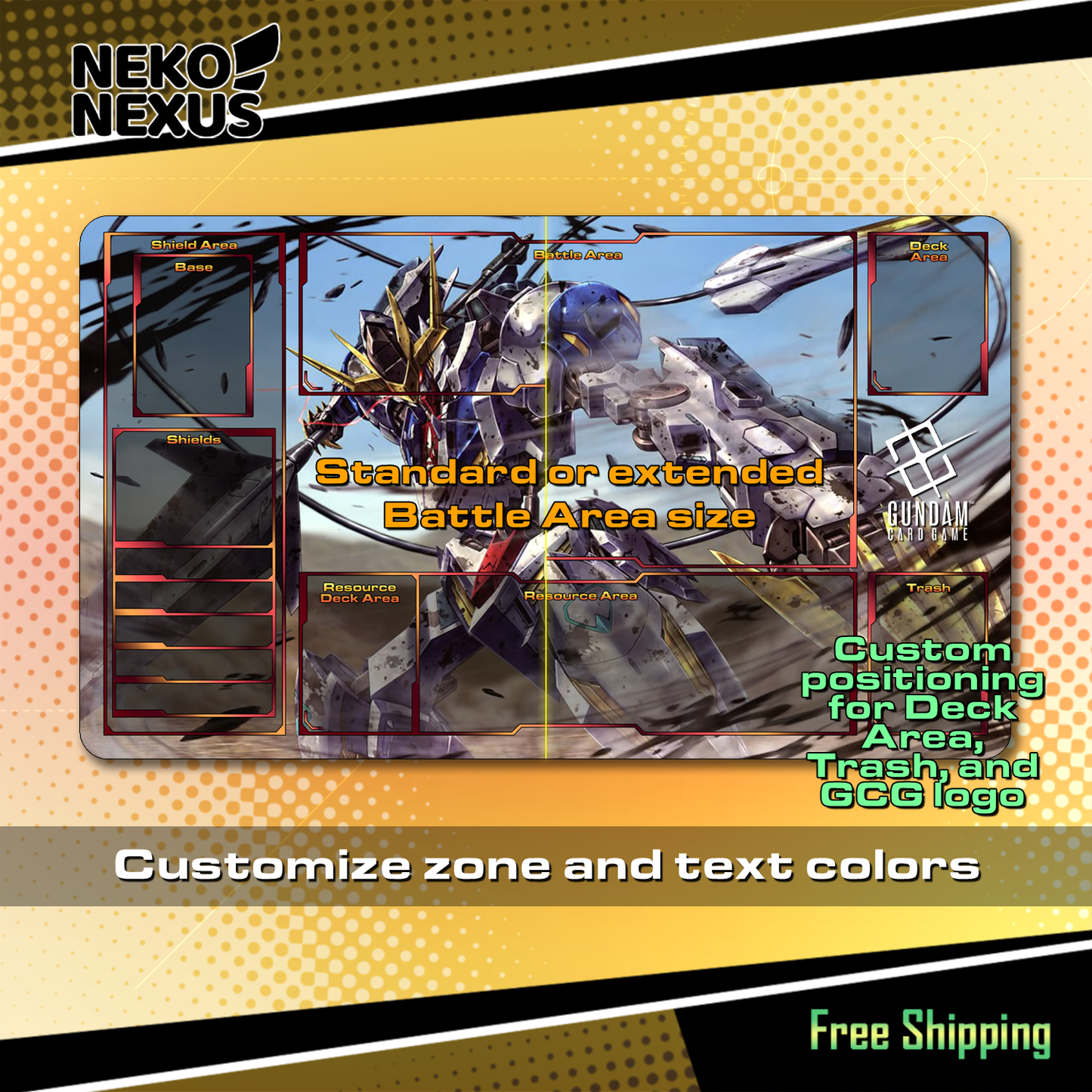 Custom Gundam - GCG Playmat  – 24" x 14" (600 x 350 x 2 mm)
