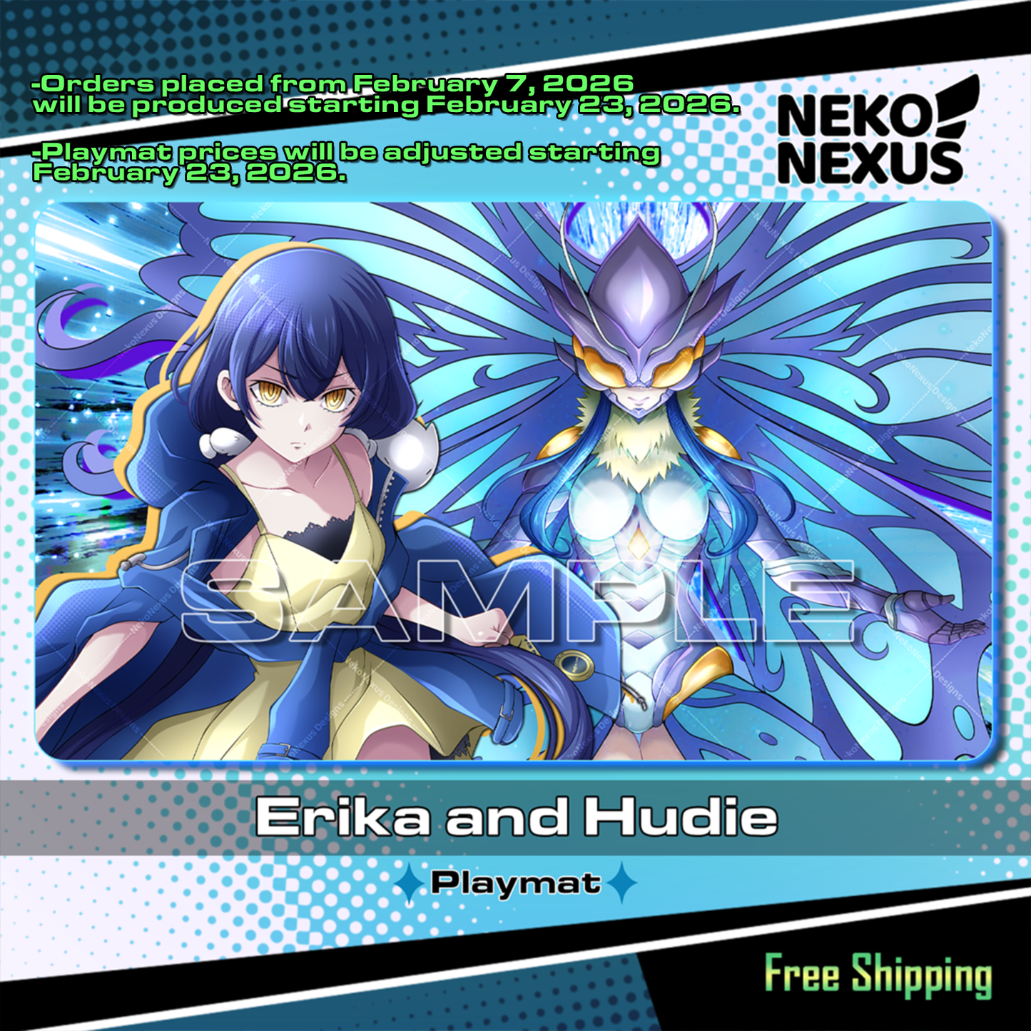 Playmat - Mousepad - Erika M. & Hudie – DCG – 14"x24" approx/ 35x60x.02 cm