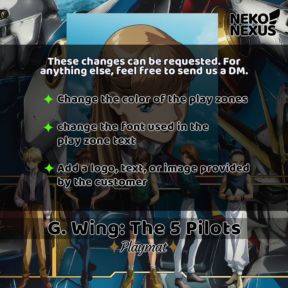Playmat - G. Wing: The 5 Pilots - GCG - 14"X24" / 35X60x0.2cm