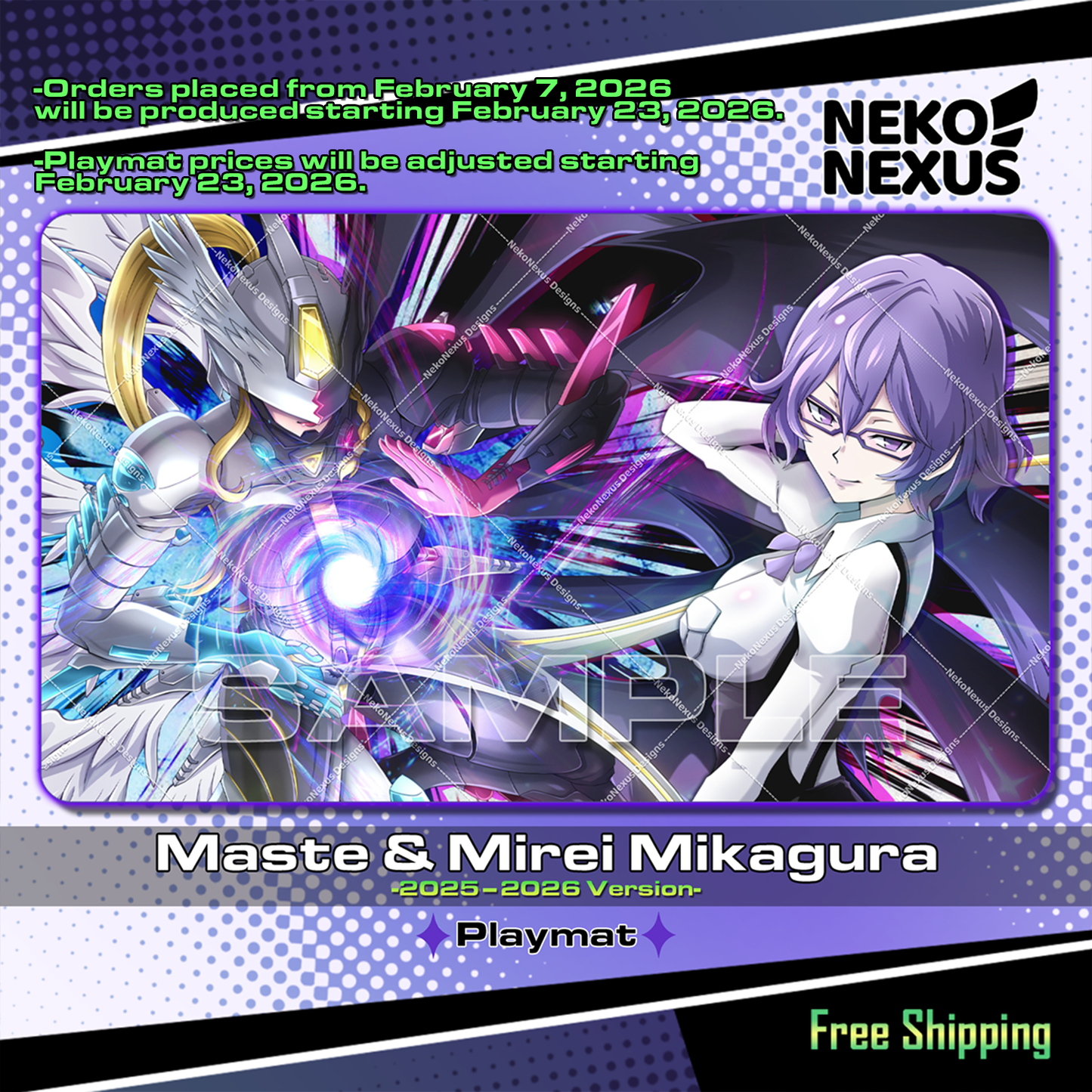 Playmat - Mousepad - Mastemon & Mirei M. – Digimon Card Game – (Redesigned 2025–2026) – 14"x24" / 35x60 cm