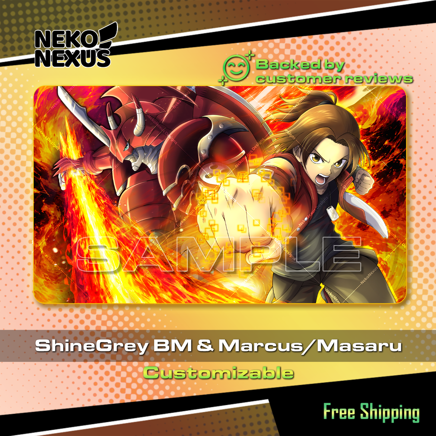 Playmat - Shinegrey Burst Mode and Marcus D. – DCG – 24" x 14" (600 x 350 x 2 mm)