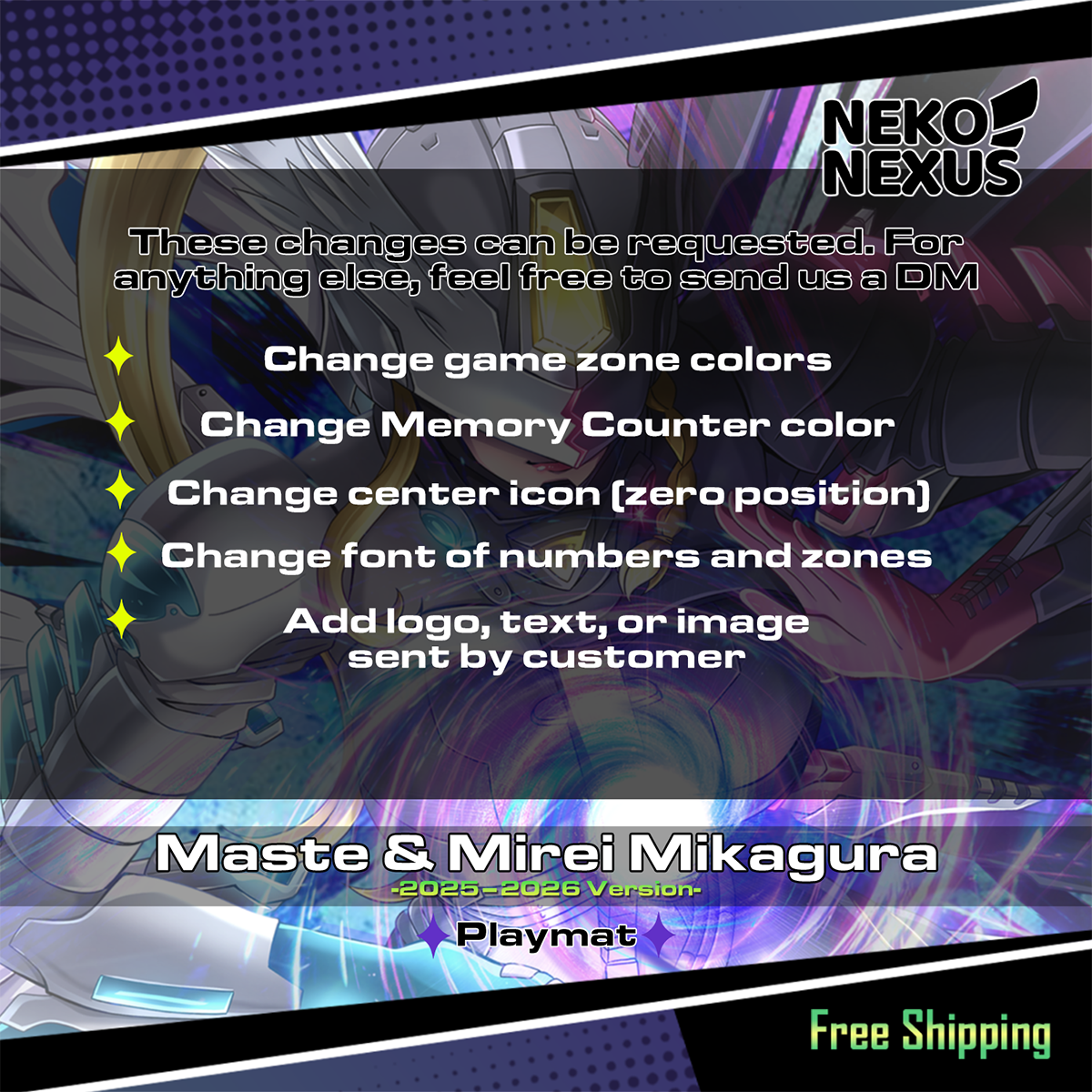 Playmat/Mousepad Mastemon & Mirei M. – Digimon Card Game – (Redesigned 2025–2026) – 14"x24" / 35x60 cm