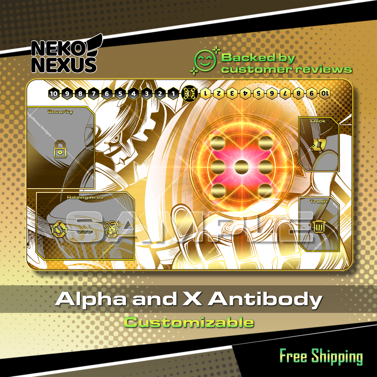 Playmat - Mousepad -  Alpha and X Antibody - DCG – 24" x 14" (600 x 350 x 2 mm)