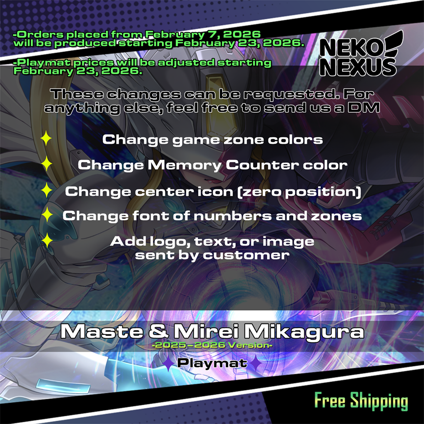 Playmat - Mousepad - Mastemon & Mirei M. – Digimon Card Game – (Redesigned 2025–2026) – 14"x24" / 35x60 cm