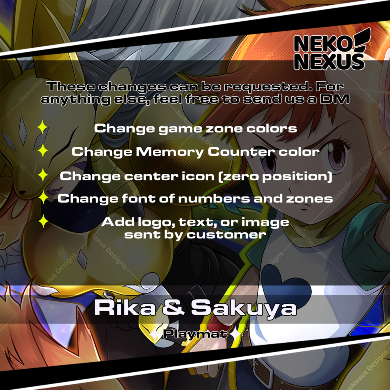 Playmat/Mousepad Rika & Sakuya – DCG – 14"x24" approx/ 35x60x.02 cm