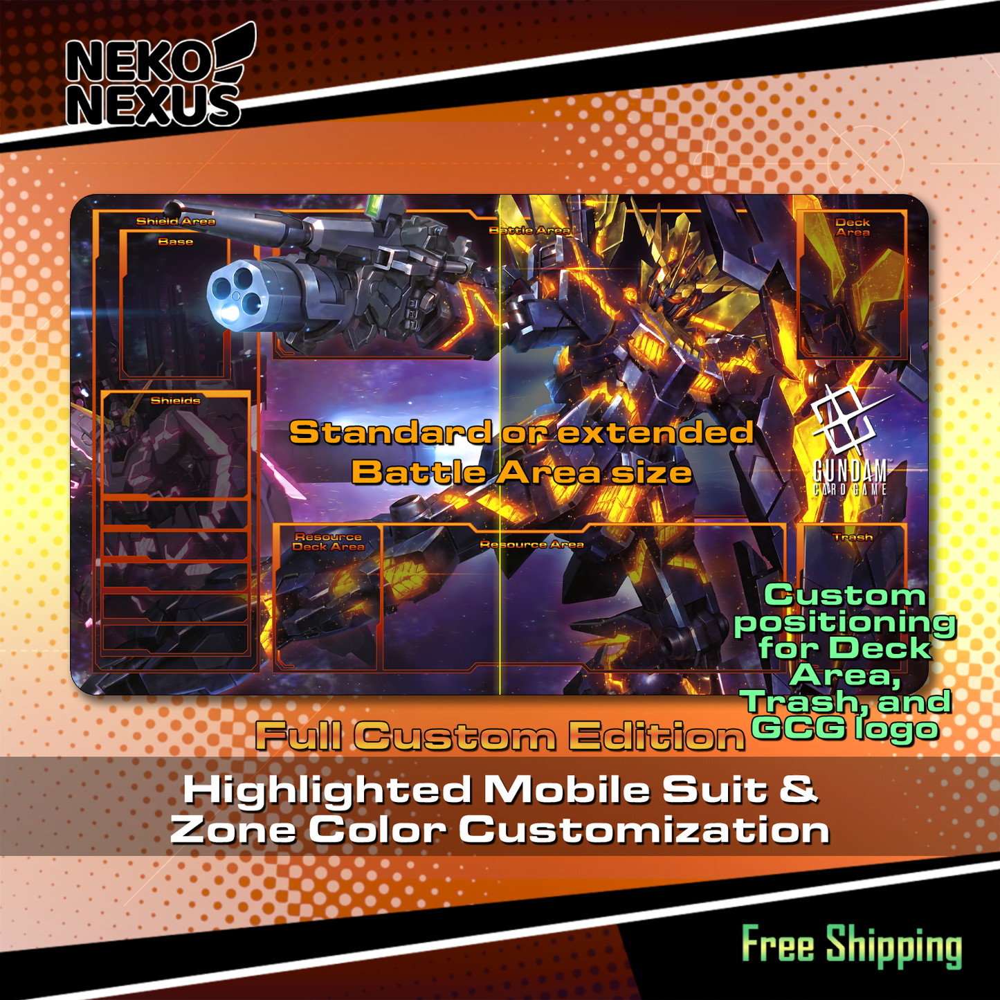 Custom Gundam - GCG Playmat  – 24" x 14" (600 x 350 x 2 mm)