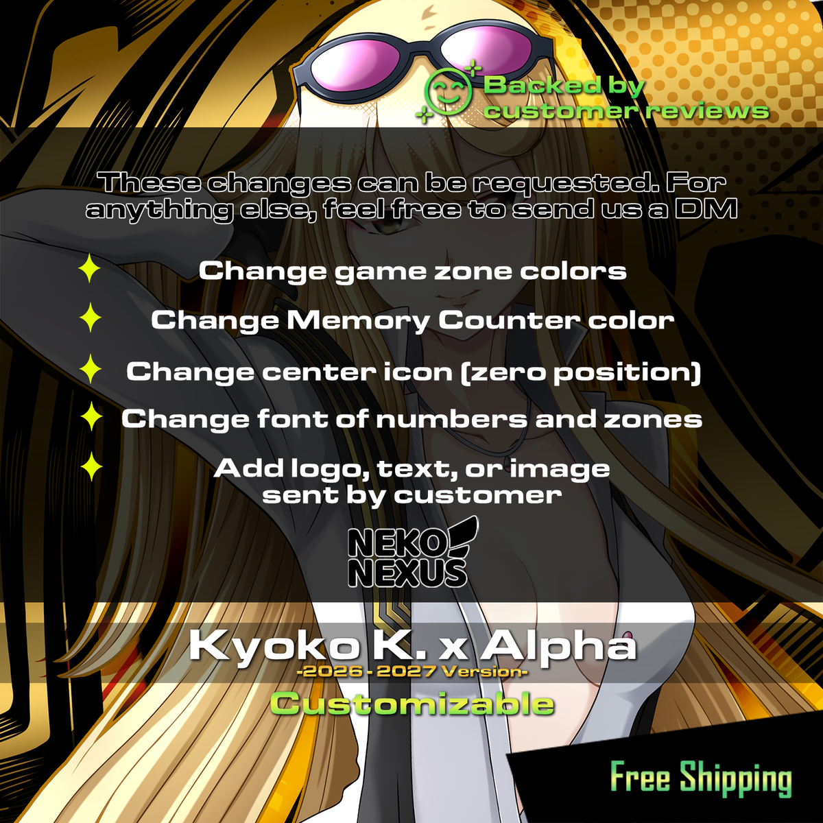 Playmat - Mousepad -  Kyoko K. & Alpha (2026 -2027) version - DCG – 24" x 14" (600 x 350 x 2 mm)